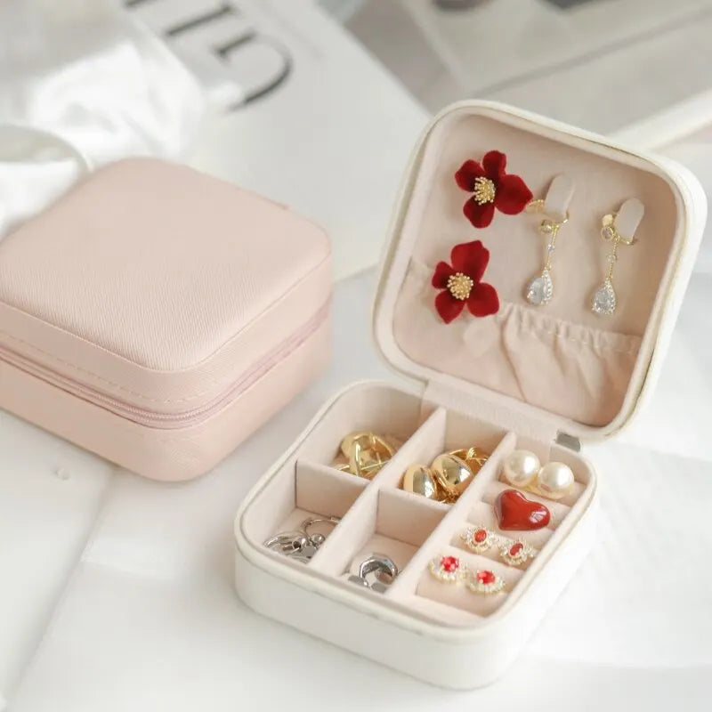 Boîte à bijoux élégante en cuir double niveau