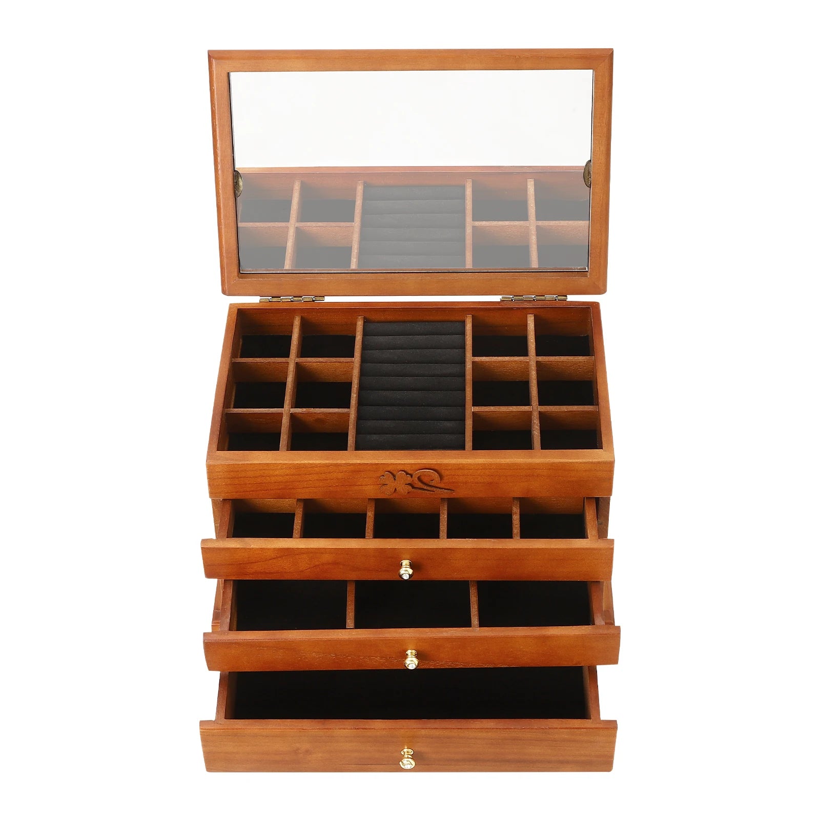 Boîte à bijoux raffinée en bois et velours