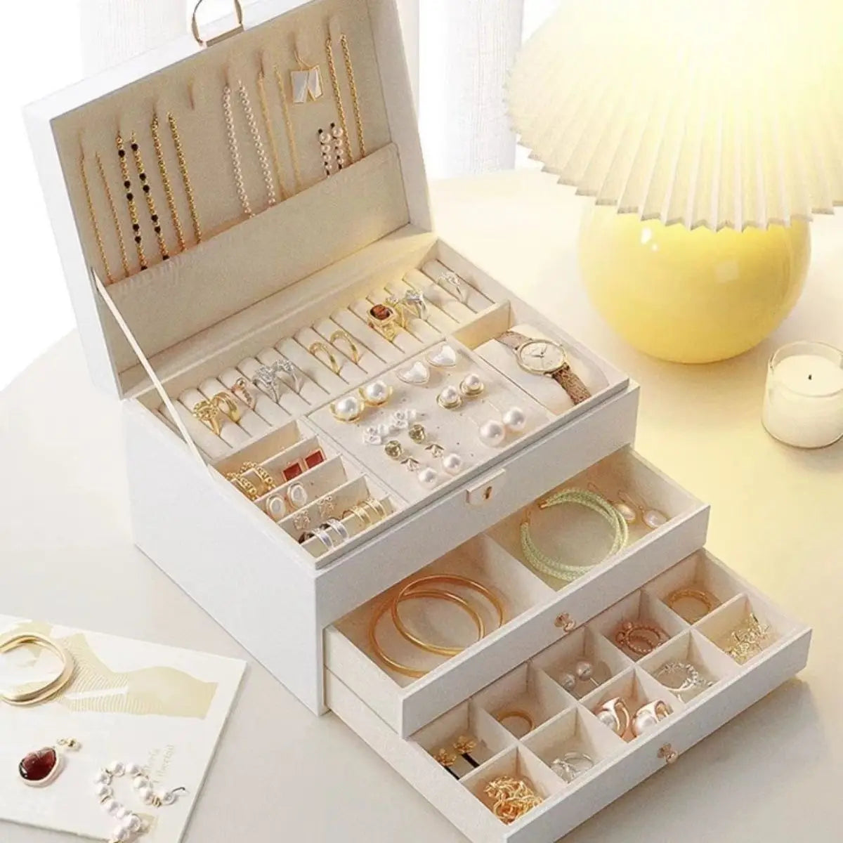 Boîte à bijoux double niveau