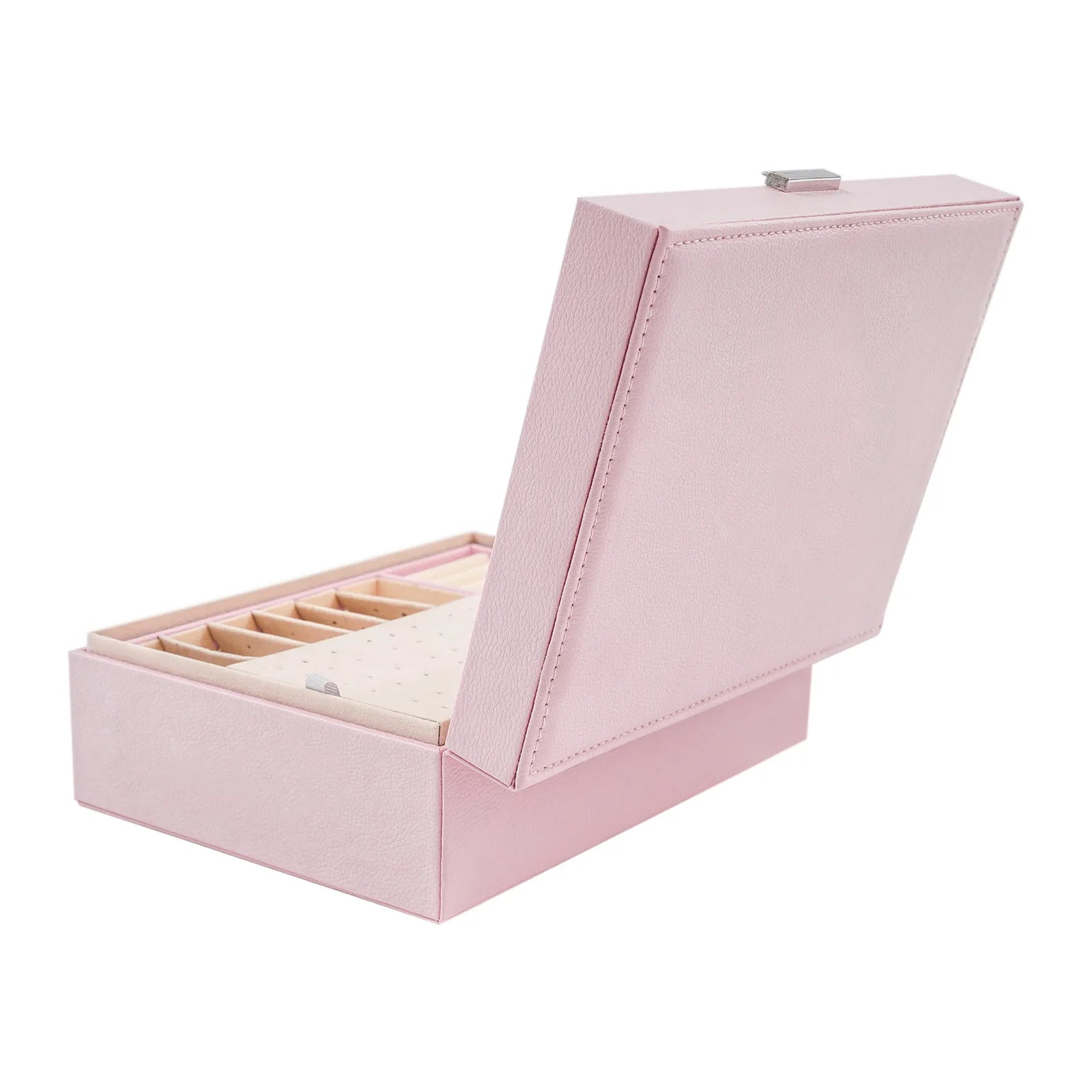 Boîte à bijoux rose compartiments modulables