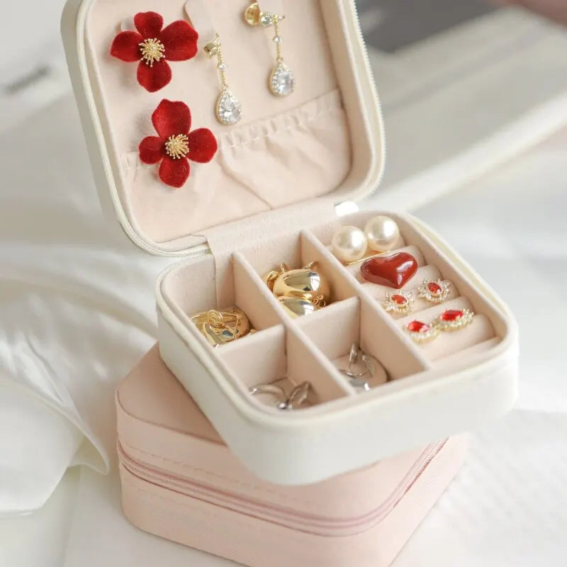 Boîte à bijoux élégante en cuir double niveau