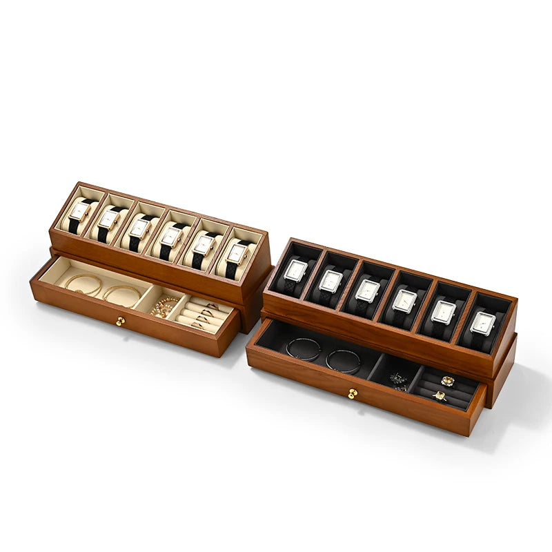 Boîte à montres en bois double étage