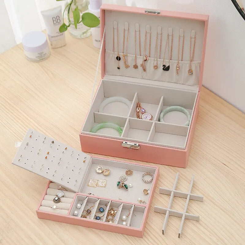 Boîte à bijoux chic en cuir et velours