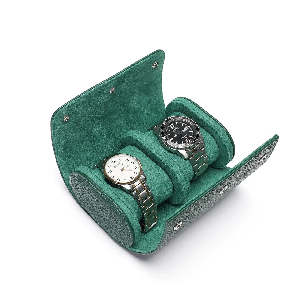 Étui 2 montres en cuir compact