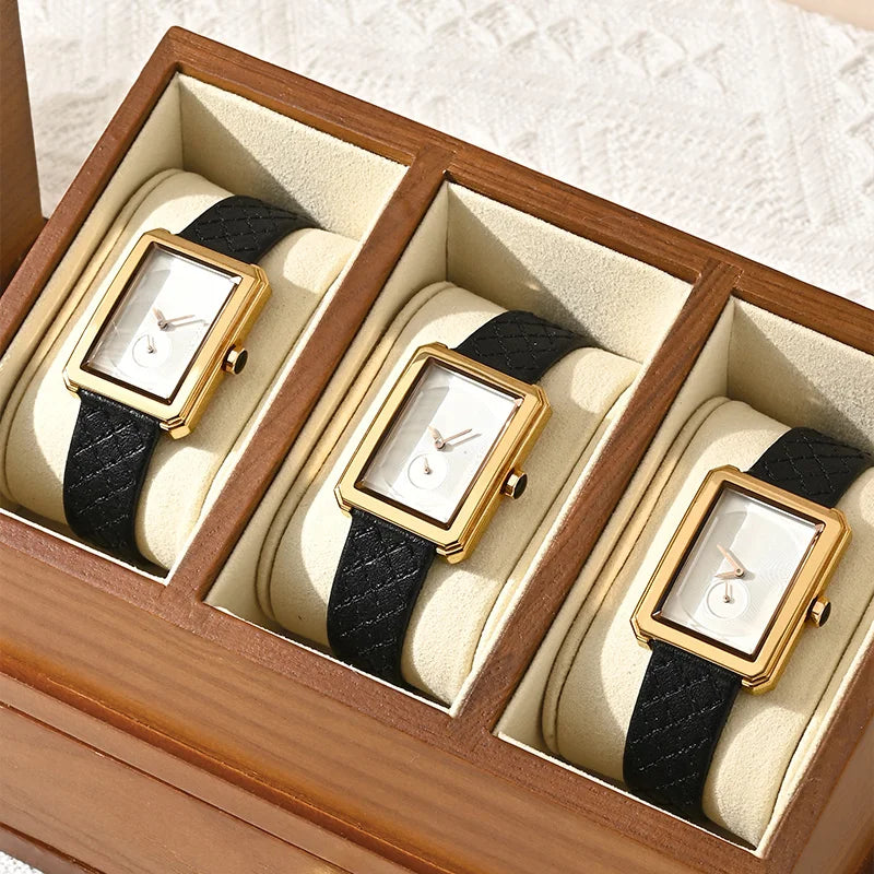 Boîte à bijoux élégante en bois et microfibre